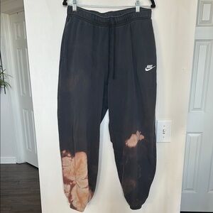 Nike Men’s Sweatpants‎ Faded Bleach Dye Thrashed Grunge Loungewear Black Large